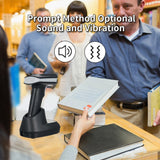 W10T-LS 2D 1D QR Barcode with Screen Display Charging Base BT & 2.4GHz Wireless Scanner for Supermarket Retail Library