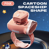 Lovely Cartoon Watch Fan USB Charging Astronaut Cartoon Dynamic Projection Flashlight Portable Handheld Wrist-held Bladeless Fan