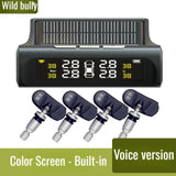Car with display four wheel external wireless solar tire pressure monitor