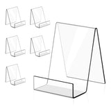 6PACK Book Stand Clear Acrylic Display Easel Holder for Displaying Picture Albums, Books, Music Sheets(Large)