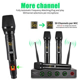 4 Channel Wireless Microphone System Home Karaok Micro Phone PA Speaker Singing Party TV Professional UHF Handheld Dynamic Mic