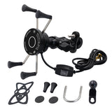 Phone QC3.0 USB Qi Fast Charging Wireless Charger 9-30v Bracket Holder 360 Rotation Motorcycle Bicycle Handlebar