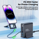 Toocki 140W GaN 5in1 Desktop Fast Charge USB Type C LED Display Charger For iPhone Xiaomi Smartphone Laptop