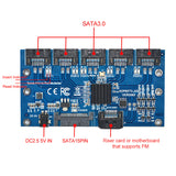 1 to 5 Expansion SATA3.0 Motherboard 6Gbps Multiplier JMB575 SATA Port Riser Card Adapter PC Accessories