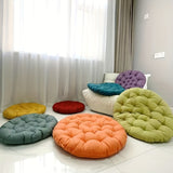 Round linen PUF with wheels - meditation cushion, soft and breathable seat cushion