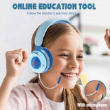 Cartoon Bluetooth 5.1 Wireless Game Headphone Cell Phone with mic RGB Light Gaming headset For Kids PC PS4 Gamer Support TF Card