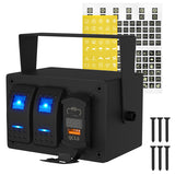 DaierTek 3 Gang Rocker Box 12V SPST ON Off Waterproof Switch PD Type C and QC 3.0 USB Charger Voltmeter DIY Stickers