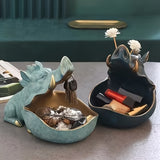 1pc Entryway Key Organiser, Doorway Arrangement Storage Tray Shelf, Desktop Remote Control Storage Scandinavian American Hippopotamus, For Desktop Storage Sundries