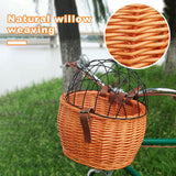 Bicycle Handlebar Wicker Pet Seat with Cover - Handwoven, Bike Basket Front Pannier Bag, Cycling Accessories