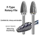 6mm F Type Head Tungsten Carbide Rotary File Tool Drill Milg Carving Bit Tools Point Burr Die Grinder Abrasive for Metal Wood