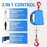 3 in 1 Electric Hoist Winch, 1100 lb. Wireless Cable Remote, 220 Volt, Lift 16 ft/min, Overload Protection, for lifting
