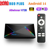 R69 PLUS Smart Android 14.0 Tv 4GB 32GB Allwinner H728 Octa Core 2.4G/5G Wifi BT5.0 Media Player Set Top Box