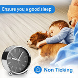 Non Ticking Alarm Clock,4 Inch Silent Bedside Clock Heavy Sleepers, Battery Operated Analogue Clock, for Home Office
