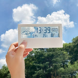 1pc LCD Electronic Clock Luminous Temperature And Humidity Meter Transparent Model Temperature And Humidity Meter Clock Creative Weather Display With Alarm Clock Beach Vacation Essential
