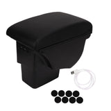Center Console Storage Box Double Layer Improve Elbow Comfort Easy Charging Car Armrest Box Wearproof with 3 USB Ports for Auto