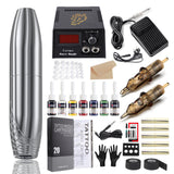 New Tattoo Machine Set Rotary Tattoo Pen Aurora-P1 Tattoo Power Supply With Cartridges Needles Professional Tattoo Gun Kit