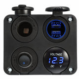 Dual USB Charger 2.1A Voltmeter 12V Cigarette lighter Power Outlet + ON-OFF Toggle Switch for Car Boat Marine Truck Camper