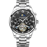 GUANQIN Tourbillon Mechanical Luxury Men's watches Stainless steel Waterproof Moon Phase Watch Sapphire Luminous watch for men