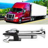Loudspeaker Horn Silver Portable No Oxidation Dual Trumpet Horn Double Tube Zinc Alloy Lustrous for Train for Ship for Truck