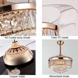 chandelier 42 inches Crystal Ceig Fan With Light ceig fan light led remote controller