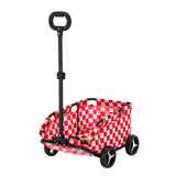 (red plaid) Pet Cats Carriers Cart Soft Big Capacity Trolley Wheel Breathable Pet Carriers Sightseeing Bag  red plaid