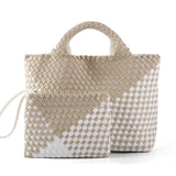 Woven Bag for Women, Neoprene Tote Bag Summer Beach Handbag Purse Retro Handmade Travel Shoulder Bag Set