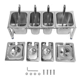 Stainless Steel Telescopic Jam Pot with Holder Condiment Dispenser Rack Milk Tea Shop Jam Basin Stand No.3 2pcs 2.2L 2pcs 1.6L