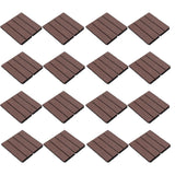 16Pcs Interlocking Patio Deck Tiles Indoor Outdoor Floor Waterproof Individual Wood Slats M Type Ironing Grain