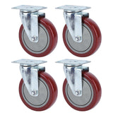 4PCS Heavy Caster 360 Rotation Plate PU Universal Wheel for Furniture Shopping Cart5in 250lb Single Load Capacity