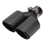 Matte Carbon Fiber Dual Outlet Exhaust Tips Universal Black Tail Pipes for 58mm?60mm