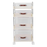 Rolling Utility Cart with Drawers PP Clear Mobile Utility Storage Cart with Lockable Wheels for Bedroom Living Room Office 4 Tier (2 High 2 Low)