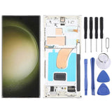 (Silver) For Samsung Galaxy S23 Ultra 5G SM-S918B EU Edition 6.78 inch OLED LCD Screen Digitizer Full Assembly with Frame