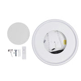 LED Ceiling Light Iron PC Stepless Dimmable Round Flush Mount Ceiling Light Fixture with APP Remote Control for Bedroom Hallway 110 to 265V White Fra