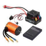 Waterproof 3650 4300KV Brushless Motor with 60A 2-4S Lipo ESC Programming Card Combo Set for 1/10 RC