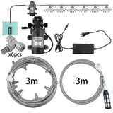 (6m kit) Smart Misting Cooling System Kit 6-18m 6mm Slip Lock Nozzles Quick Fitting Tee Connectors Compatible Outdoor Garden Terrace Watering-c