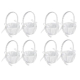 8 Pack Wedding Satin Flower Basket,Romantic Bowknot Party Rose Flower Girl Basket