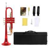 (Red) Brass Student Trumpet Bb Trumpet with Case Professional Trumpet Musical Instruments for Beginner or Advanced Student  Red