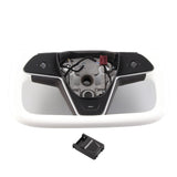 Yoke Steering Wheel with Heating Function Racing Style Nappa Leather Replacement For Tesla Model Y 2021 to 2024 White