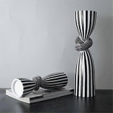 Striped Twist Candlestick Ornament Dining Table Decob  Uk Black White