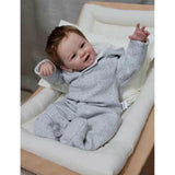 (Blue eyes) 21 inches Newborn Baby Bed Sleeping Toy Reborn Infant Accessories Baby with Visible Veins Eco-friendly Handmade for Doll