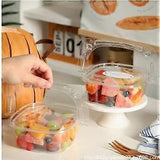 50pcs Take Out Plastic Containers - Transparent Food Storage Box With Handle Clear Plastic Packaging For Fruits Desserts Cake Slices Picnic Camping