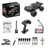 (Black) 1/14 Brushless Motor Remote Control Car 4X4 Off Road Vehicle Up To 60KMH With LED Lights And Multiple Batteries For All Terrains  Black