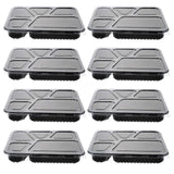 30pcs 5 Compartment Meal Prep Containers with Lids Stackable Food Storage Box Microwave Safe Lunch Box for Shop Restaurant (Black)