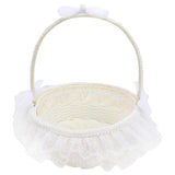 1pc Wedding Flower Basket Lace Round Flower Basket Delicate Flower Girl Basket