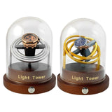 (Silvery) Mechanical Watches Holder Electric Watch Winders Wood Transparent Glass Cover NEW