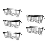 (black) Set of 5 Freezer Storage Containers Metal Wire Basket Freezer Organizer Bins with Handle Metal Texture for Freezer