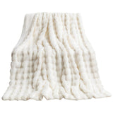 (White) Luxurious Blanket Faux Furry Soft Cozy for Couch and Bed Throw for Cozy Napping Experience for Winter Napping Warmth  White