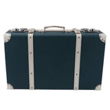 Wood Decorative Suitcases PU Leather European Small Suitcase Decorative Box with Straps for Travel Fleshcolor Dark Green