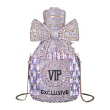 (Purple) Sparkling Champagne Rhinestones Evening Bag Cocktail Handbag Fashion Shoulder Bag For Parties And Wedding Event  Purple