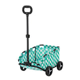 (green plaid) Cats-in-bag Carriers for Puppies Carry Cart Outdoor Travel Shoulder Carriers Sightseeing Bag Trolley Wheel  green plaid